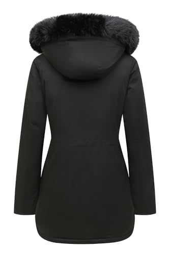 MOERDENG Women's Long Winter Coat Thickened Down Alternative Jacket Warm Puffer Jacket Waterproof Parka