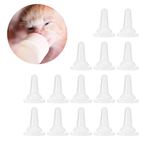 Pet Feeding Bottle Nipples, Silicone Safety Soft Nurse Feeder Nipple Replacement for Dog Puppy Cat, Pack of 15