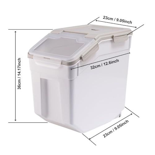 2 Pack Rice Storage Container 25 lbs, Airtight Flour Storage Containers with Lid and Wheels, Measuring Cup & Scoop, BPA Free, Bulk Food Dispenser for Sugar, Grain, Cereal - Pet Food Bin (Grey) - color: 2Pcs 25LB Grey