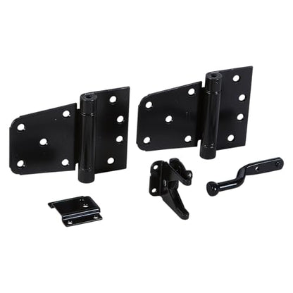 National Hardware N343-475 Self-Closing Gate Kit with Black Steel Hinges and Latch for Wood Vinyl Steel Gates 50 lbs Capacity WeatherGuard Protection Mounting Hardware Included - size: 0