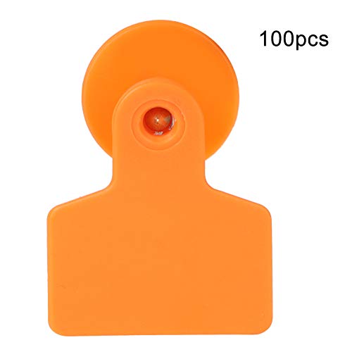 100 Pack Livestock Ear Tags - Numbered Animal Identification Tags - Ear Tags for Pig Cow Sheep - 48x40mm Orange Cattle Ear Tags (Orange Wordless Pig Ear tag 48 * 40mm) - size: Orange wordless pig ear tag 48*40mm