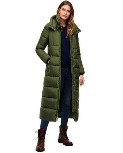 Womens Winter Maxi Long Parka Coats Puffer Down Quilted Jacket with Hood - color: Armygreen-303, size: Large