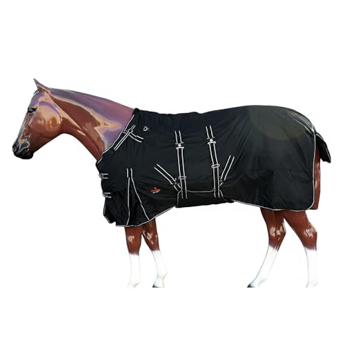 Black 78 in HILASON 1200D Winter Waterproof Poly Horse Turnout Blanket Belly Wrap - color: Black, size: 78 In
