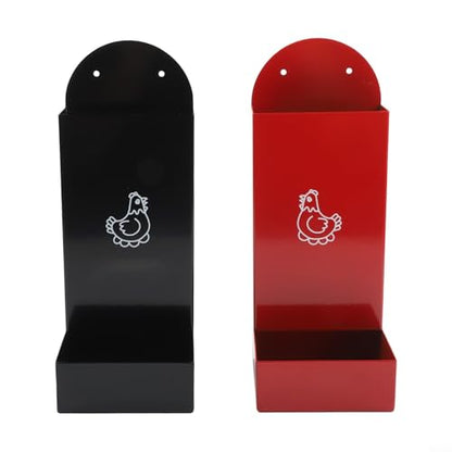 Metal Chicken Feeder Snack Dispenser with Hanging or Fixed Mount Automatic Feeding Trough for Poultry with Waste-Reducing Semi-Enclosed Design Robust Construction Red Black