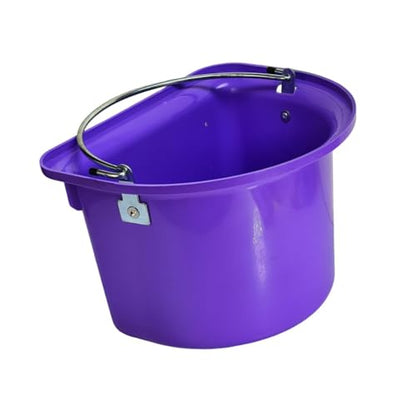 predolo Horse Feeder Feed Bucket Wear Resistant Sturdy PP Metal Ergonomic Handle Easy to Carry Suitable for Equestrian Stable Outdoor barn Livestock Care, Purple - color: Purple