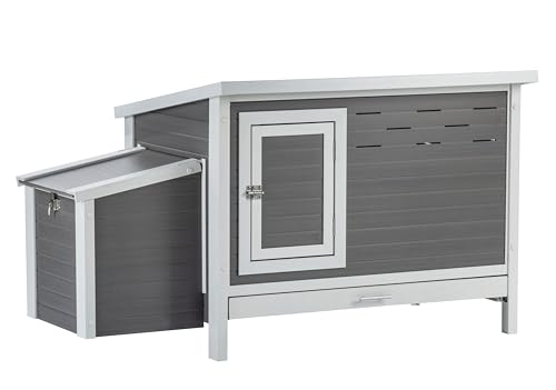 New Age Pet ECOFLEX Fontana Premier Chicken Barn, Weather Resistant Gray Coop with Easy Clean Pull Out Tray, Nesting Box, Hinged Roof, Easy No Tool Assembly for 2 to 4 Chickens
