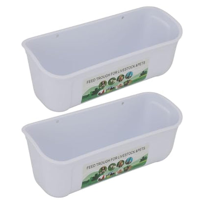 Qinlorgo 2 Pack Chicken Feeder, 5.5 Quart Hanging Fence Feed Trough, Clips with Livestock Waterer, Ideal for Goats, Ducks, Sheep, Piglets, Deer & Poultry (White) - color: White
