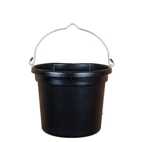 Dura-Tech Gold Flatback Bucket 18 Qt. | Designed by Professional Horsemen | Durable & Weather Resistant | Rubber Tipped Handle Ends - color: Black