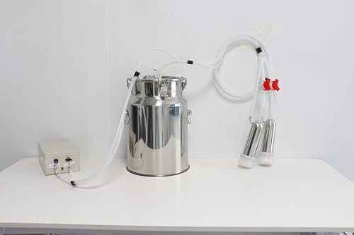 2 in1 Cow Milking Machine, 14 L Milker Machine, Rechargeable Cow Milker Machine with Portable Vacuum Pump, Check Valve Design with Food-Grade Silicone Hose