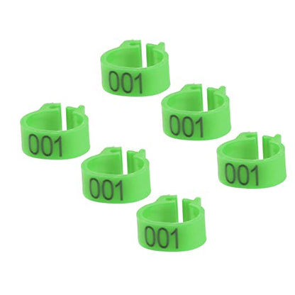 100Pcs Birds Leg Rings, 8mm Pigeon Leg Bands 001 to 100 Numbered Plastic Clip on Identification Rings for Chicks Parrots Finch Dove Lovebird Quail Bantam Lovebirds (Green) - color: Green