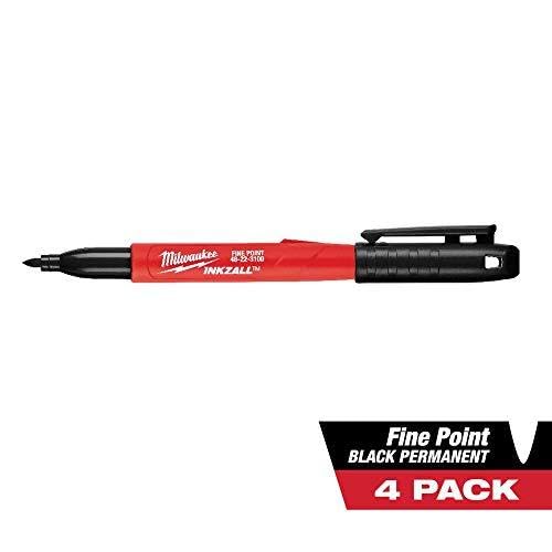 Milwaukee 48-22-3104 Inkzall Point Marker, Fine, Black, 4-Pack - size: 1 Count (Pack of 1)