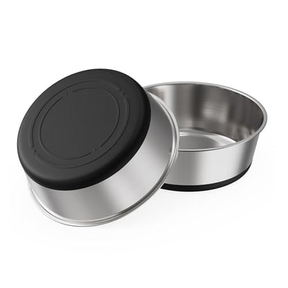 Food Grade 304 Stainless Steel Dog Bowls with Non-Slip Rubber Bottom,Food and Water Bowl for Feeding Dogs and Cats, Dishwasher Safe, Rust Resistant, BPA Free(Set of 2) (Black, 4 Cup) - color: Black, size: 4 Cup