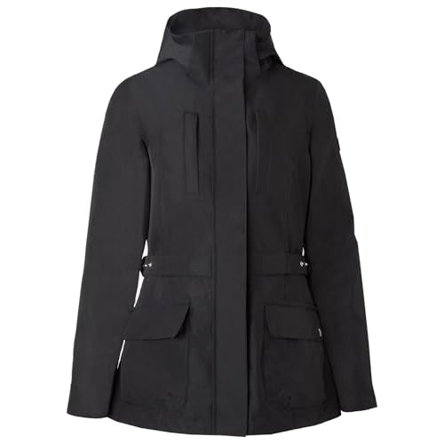 HORZE Women's Jadine Equestrian Waterproof Horse Riding Hooded Rain Jacket - color: Black, size: 10