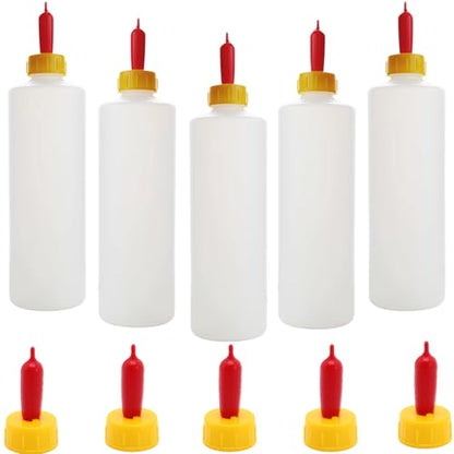 5-Pack Goat and Lamb Feeding Bottles with Silicone Nipples, 400ml Small Livestock Milk Feeder Kit for Sheep, Piglets, Calves, and Orphaned Animals, Hand-Rearing Nursing Set with 5 Replacement Nipples