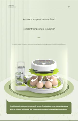JUJOJB Egg Incubators for Hatching Eggs, Egg Incubator with Temperature and Humidity Control, Egg Candler, Automatic Egg Turner, Clear Window Incubator for Chicks Duck Quail Eggs