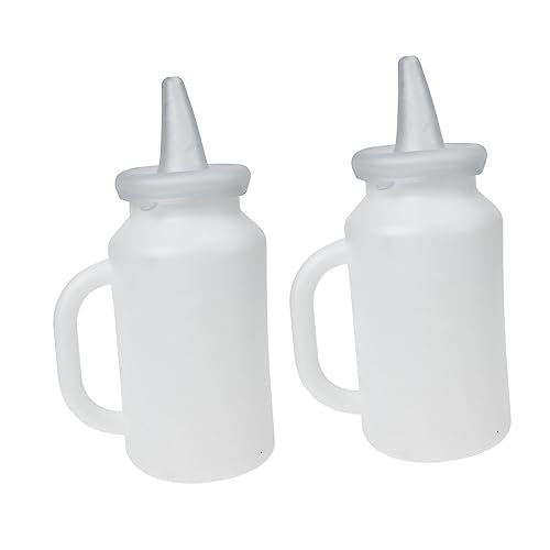 2pcs Calf Milk Bottle Soft Squeeze Pet Nursing Bottle for Puppies and Kittens Durable and Easy to Clean Large Capacity Feeding for Calves and Small Animals - color: White