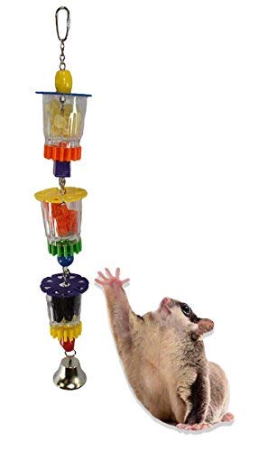 Triple Treat Forager - Durable Fun Hanging Treat Foraging Cage Accessory Toy - Sugar Gliders, Rats, Hamsters, Mice, Ferrets, Squirrels, Parrots, Birds, Marmosets, Opossums & Other Small Pets