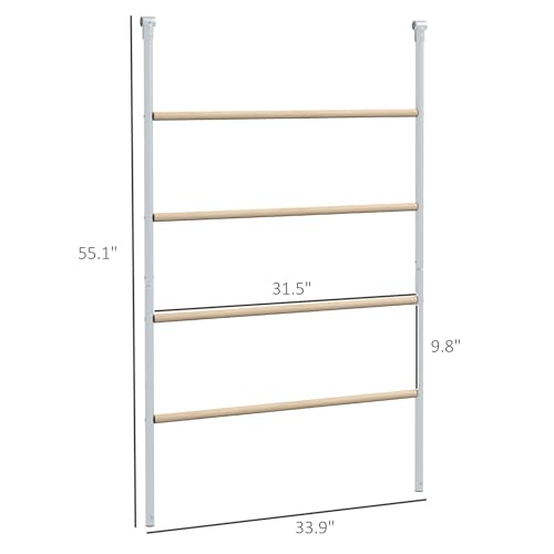 PawHut Chicken Perch for Coop, Wooden and Galvanized Steel Jungle Gym Roosting Bar Ladder for Backyard Poultry, 55" x 33.75"