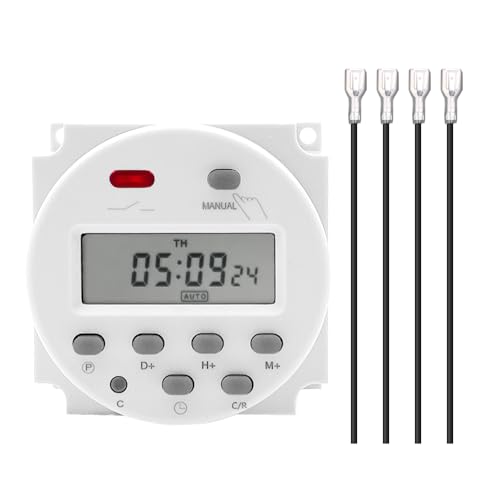 12V Timer Switch, Wenzhiiot 12V AC/DC Input 200-250V 16A Output Digital LCD Programmable Time Switch Relay Supports 28 Scheduled Tasks Daily/Weekly