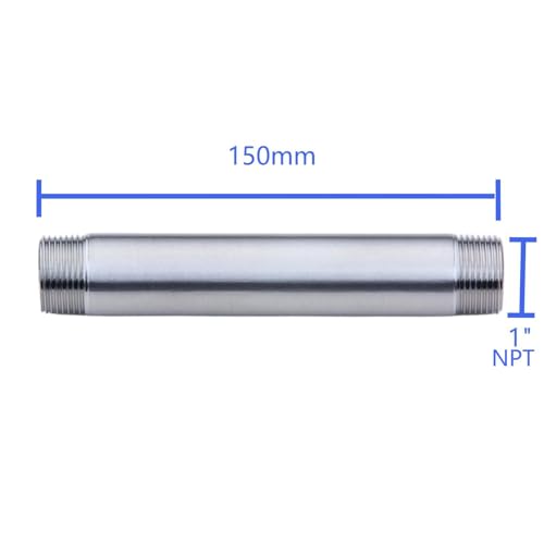 CONSTELLAR 304 Stainless Steel Pipe Nipple - 1" NPT Male x 1" NPT Male Threaded Fitting, 6 Inch (150mm) Length 3mm Wall Thickness Heavy Duty Seamless Pipe Nipple for Water Gas Oil fluid (1 Pack) - size: 1" NPT Male x 1" NPT Male, style: 150mm (6 inch)