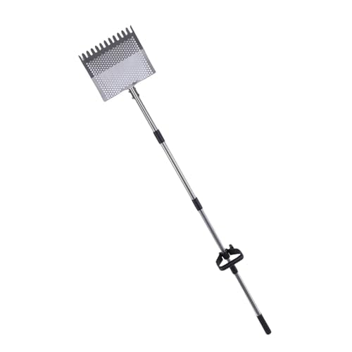 Chicken Coop Rake, Stainless Steel Chicken Manure Rake and Scoop 10in Adjustable Handle Cleaning Tool, for Coop Shed Poultry Cattle Waste Removal with Detachable Head