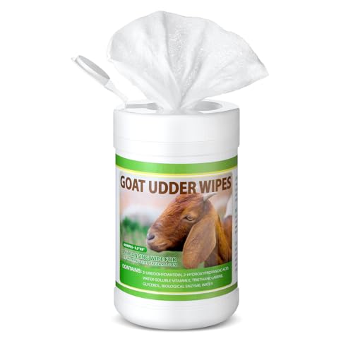 60 Pcs Teat Wipes Cow Goat Sheep Udder Prep Wipes 5.5 x 7.8 Inches Reclosable Pail for Health Care Goat Milking Supplies