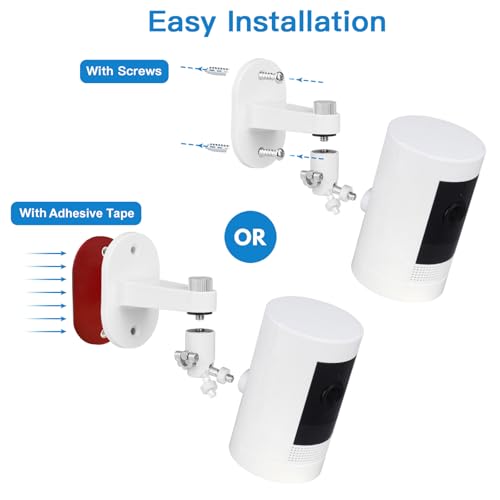 2Pack Adjustable Security Wall Mount Bracket for Ring Stick Up Cam & Ring Outdoor Cam Plus, Perfect View Angle for Your Surveillance Camera System - White - color: White