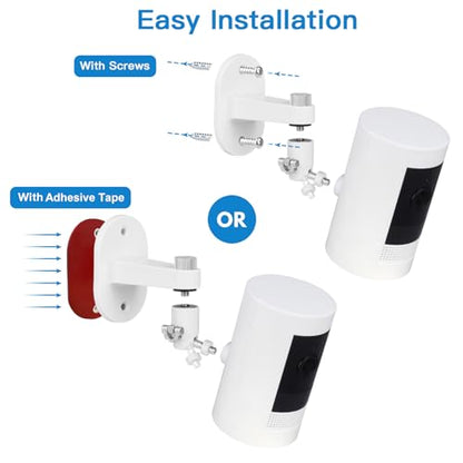 2Pack Adjustable Security Wall Mount Bracket for Ring Stick Up Cam & Ring Outdoor Cam Plus, Perfect View Angle for Your Surveillance Camera System - White - color: White