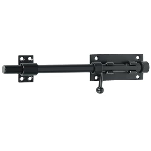 Alise Slide Lock SUS304 Stainless Steel Gate Latch, Slide Bolt Latch,Thickened Heavy Door Latch Lock,10 Inch Black Barrel Bolt Latch, Security Slide Latch Lock - color: Black, size: 10 Inch (Regular)