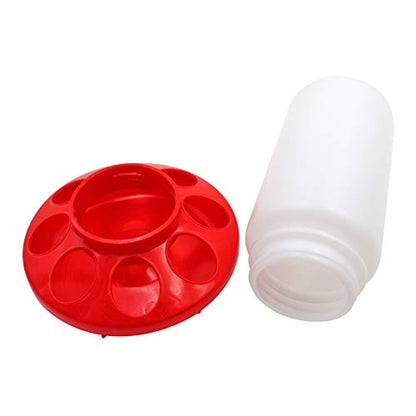 Automatic Poultry Feeder Small, Waste Free Chicken Feeder Jar, Baby Chick Feeder for Birds Pigeon Quail 1 Quart (Red and White)