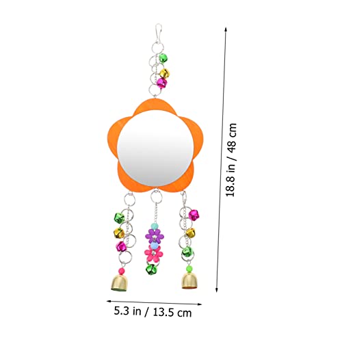 HANABASS 1pc Pet Cage Accessory Bird Mirror Toy Bells Chicken Decorations Hanging Mirror for Chickens