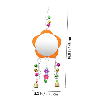 HANABASS 1pc Pet Cage Accessory Bird Mirror Toy Bells Chicken Decorations Hanging Mirror for Chickens