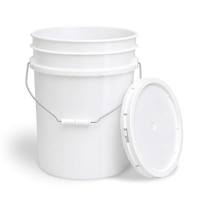 ePackageSupply 5 Gallon Bucket - Food Grade Bucket with Airtight Gamma Seal Screw-On Lid, BPA-Free, Heavy-Duty 90 Mil HDPE Plastic, Bulk Storage, Durable Container, Made in USA, White/White, 6 Packs - color: White/White, size: 6 Packs