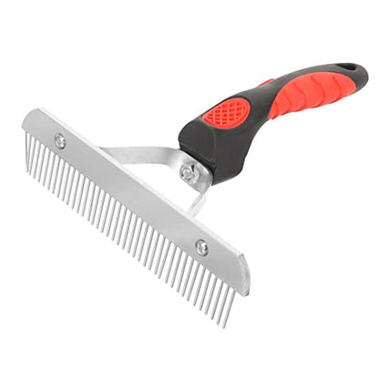 WOONEKY Durable Horse Grooming Rake with Ergonomic Nonslip Rubber Handle Metal Horse Hair Cleaning Comb for Livestock Efficiently Removes Soil and Shed Hair and Pets
