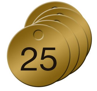 Numbered Solid Brass Valve Tags (1-25)