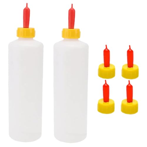 Sosoport 2sets Multi-Purpose Goat Milk Bottle Feeder for Cows Sheep Goats Farm Animals Can Nipple Nursing Bottle