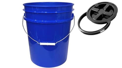 House Naturals 5 Gallon Plastic Blue Food Grade Made in USA Bucket Container with Air Tight Screw on Lid (Pack of 3) - color: Blue