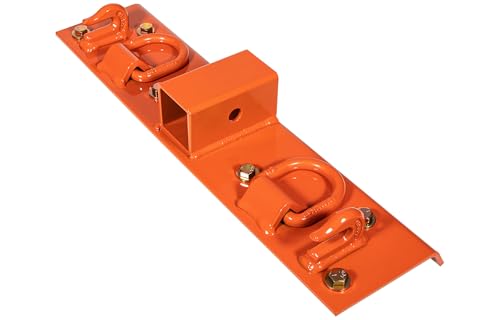 Bonbo Tractor Grab Hooks Compatible with Kubota Tractors - Bolted on Compact Tractor Bucket Grab Hooks with D Rings and 2" Receiver, Orange