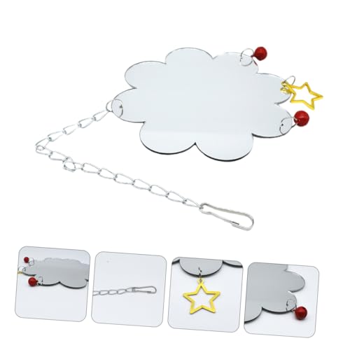 GALPADA Chicken Themed Bird Hanging Mirror Toy Pet Mirror Sound Bell for Fun Material