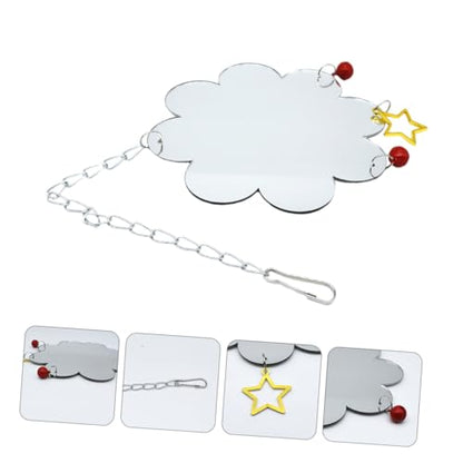 GALPADA Chicken Themed Bird Hanging Mirror Toy Pet Mirror Sound Bell for Fun Material
