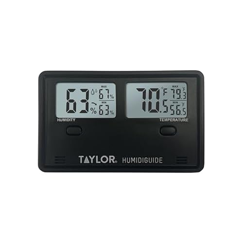 Taylor Wireless Digital Indoor Outdoor Thermometer and Hygrometer, Dual Display for Temperature and Humidity, Easy-to-Read for Home, Office, Greenhouse, Nursery, and Indoor Areas, Min/Max Black - color: Black, style: Dual Display