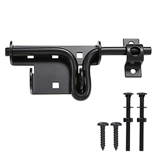 Slide Bolt Gate Latch,Sliding Bolt Door Lock with Padlock Hole, Heavy Duty Hardware Gate Latch for Wooden Fence,shed Door,Yard Door,Barn Door,Outdoor Latch| Solid Thickened Steel,Black - size: normal