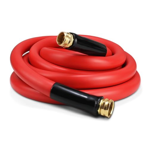 Garden Hose 10 ft x 5/8” Hot Water Hose,-50°F to 190°F, Burst 600Psi Flexible & Lightweight Upgraded Rubber Hoses,3/4” Solid Fittings for All-weather Outdoor Lawn & Garden - size: 10Ft, style: 5/8"