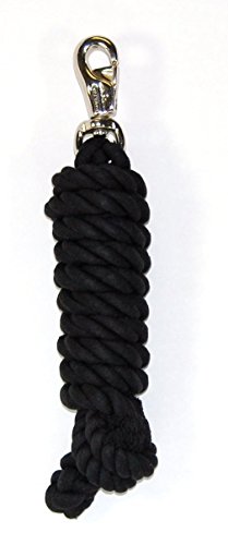 Hamilton Cotton Horse Lead Rope with Nickel-Plated Bull Snap, 10' Long by 3/4" Thick, Black, Barn Horse Tack for Daily Use - color: Black, size: 3/4" x 10'