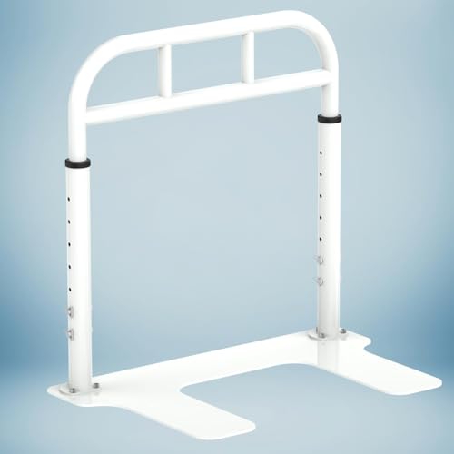 THOOUM Bed Rail for Elderly Adults Safety, Heavy Duty Bed Rail with 6 Adjutsable Heights, Bed Assist Rail for Seniors, Twin, Queen, King Size Bed (400 LBS Loading, White)