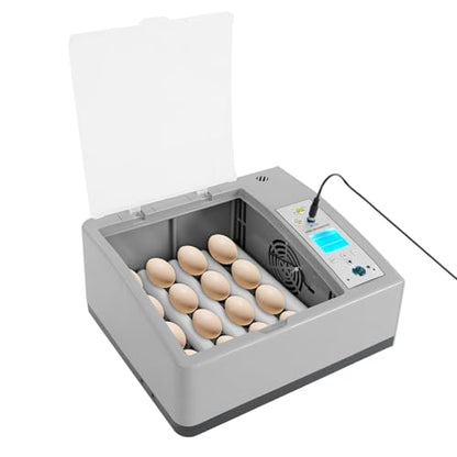 Egg Incubator, 16-Egg Incubator with Temperature Control and Humidity Control, Household Egg Incubator with Automatic Egg Turning and LED Display, Digital Poultry Hatcher for Chicken Duck Quail
