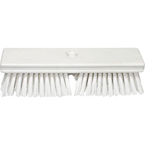SPARTA Plastic Floor Scrub Brush, Brush Head Only, Deck Brush with ACME Standard Thread Fitting for Deck, Industrial Kitchens, and Hospitals, 10 Inches, White - color: White