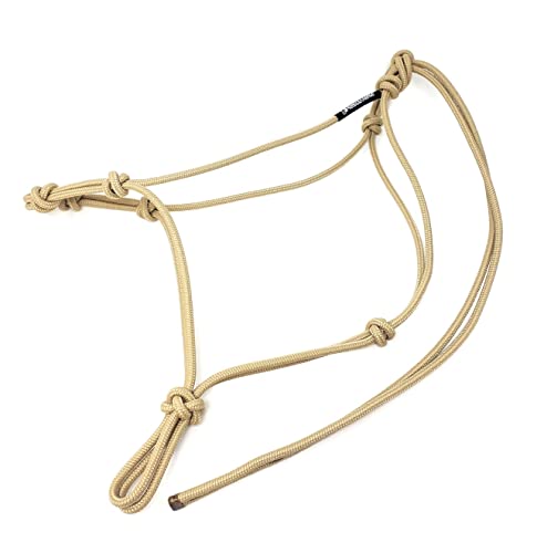 Horse Rope Training Halter - 4 Knot 1/4" Stiff Halter Cord - Used by Famous Trainers Multiple Sizes Multiple Colors - color: Beige, size: Standard