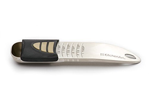 KitchenArt Professional Series Tablespoon, Champagne Satin Measuring Spoon, Adjustable from 1/2 Teaspoon to 1 Tablespoon, White & Black - size: 1-Piece Set