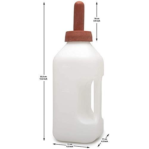 Calf Bottle with Handle and Push-on Nipple 2 Quart Feeder for Nursing Baby Cows